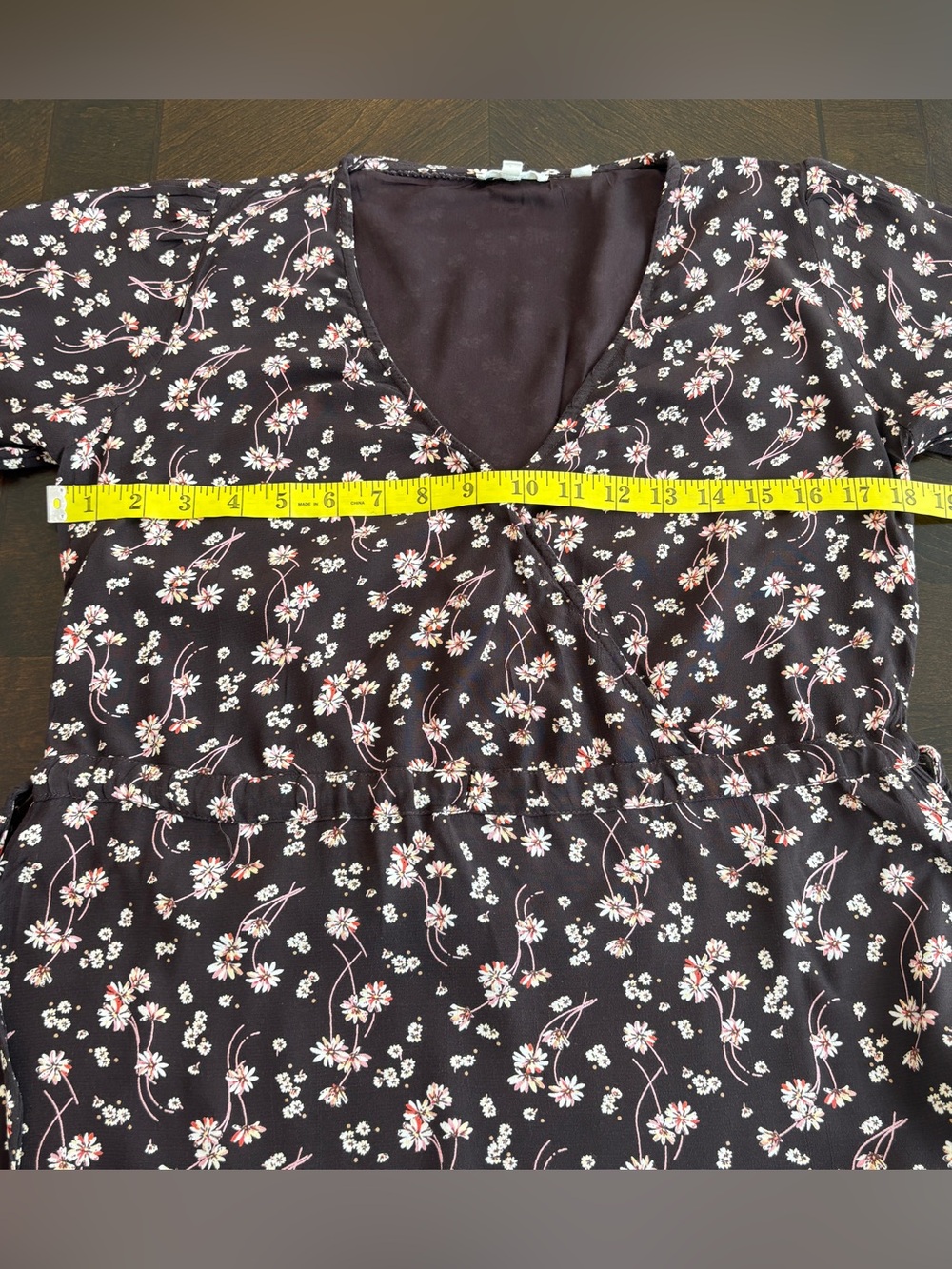 Fat Face Brown Floral Faux Wrap Maxi Dress US Sz 4 Tie Waist Bohemian Prairie - Picture 8 of 9